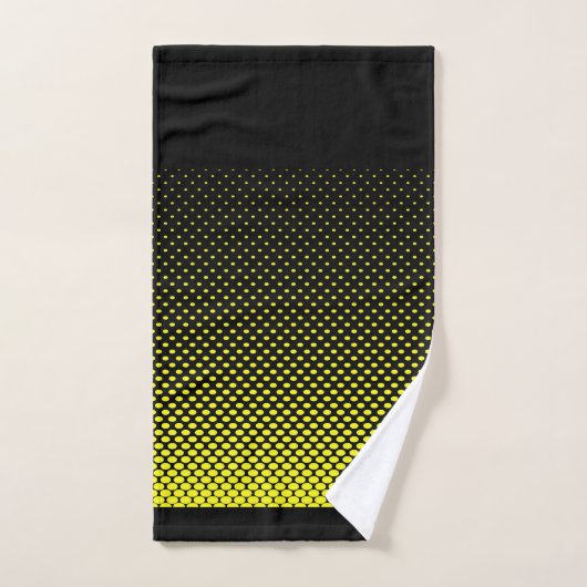 Gele zwarte polak Dot Halftone Achtergrond Bad Handdoek (Handdoek)