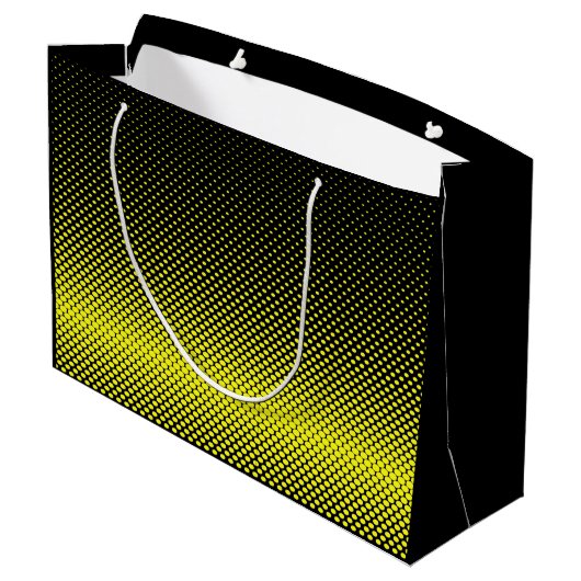 Gele zwarte polak Dot Halftone Achtergrond Groot Cadeauzakje (Achterkant Gekanteld)
