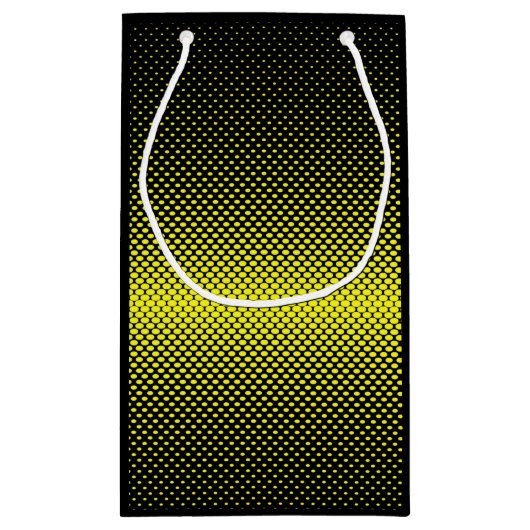 Gele zwarte polak Dot Halftone Achtergrond Klein Cadeauzakje (Achterkant)