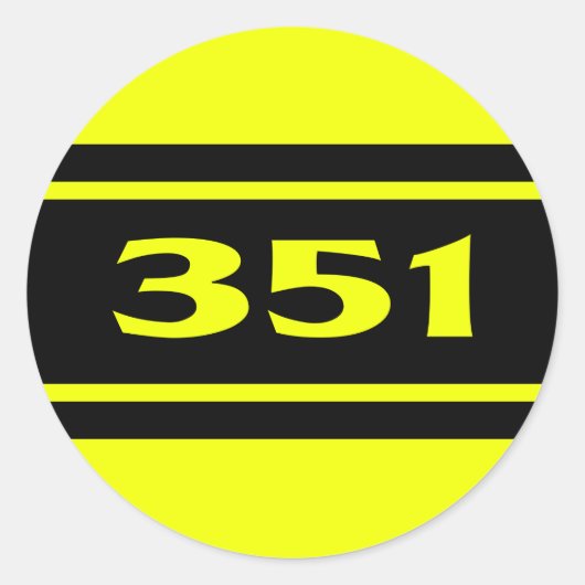 Gele zwarte Race Stripes 351 motorsticker Ronde Sticker (Voorkant)