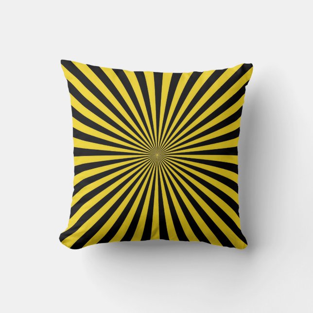  gele zwarte retro Funky Abstracte kunst Kussen (Voorkant)