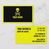 Gele zwarte schedel crossbones aanpasbare kaarten visitekaartje (Voorkant / Achterkant)