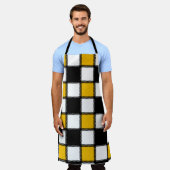 Gele zwarte speldenstang schort (Gedragen)