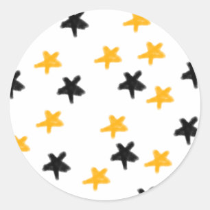gele zwarte sterren voeg verjaardag datum naam toe ronde sticker