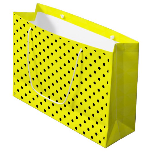 Gele zwarte stip large cadeautasje (Voorkant Gekanteld)