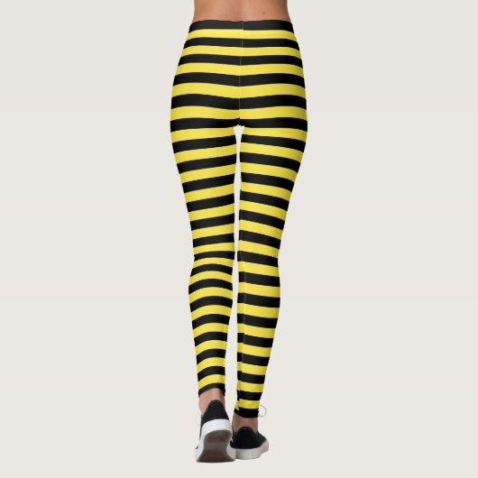 Gele zwarte strepen Bumble Bee Halloween Party Leggings (Achterkant)