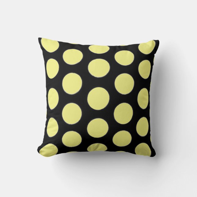Gele zwarte Throw pillow polka dot Kussen (Voorkant)
