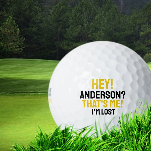 Gele zwarte Typografie Funny Lost Golf Ball Golfballen