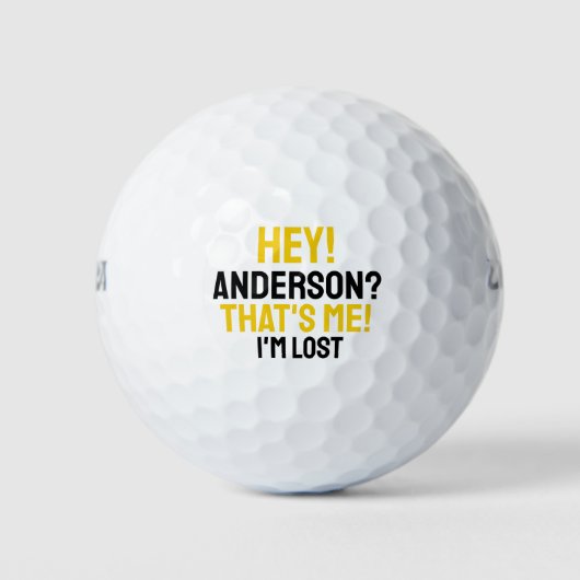 Gele zwarte Typografie Funny Lost Golf Ball Golfballen (Voorkant)