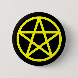 Gele zwarte vaste Pentacle-Button Ronde Button 5,7 Cm