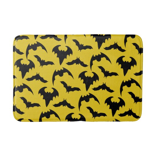 Gele & Zwarte Vleermuizen Halloween Badmat (Voorkant)