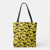 Gele & Zwarte Vleermuizen Halloween Tote Bag (Achterkant)