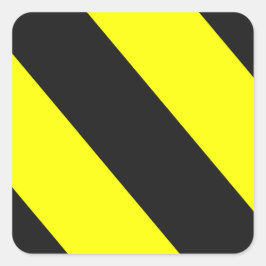 Gele zwarte waarschuwingsstrepen vierkante sticker