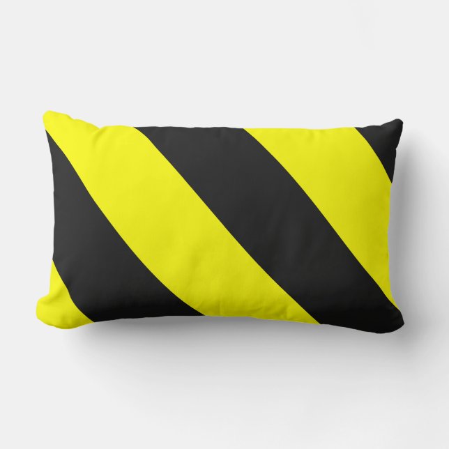 Gele zwarte waarschuwingsstripes kussen (Voorkant)