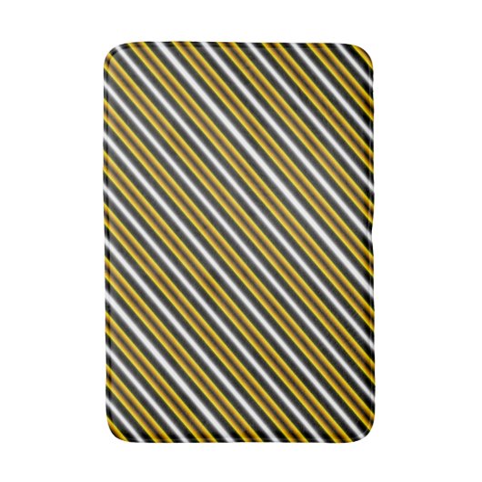 Gele zwarte witte regenboogstripes badmat (Voorkant Verticaal)