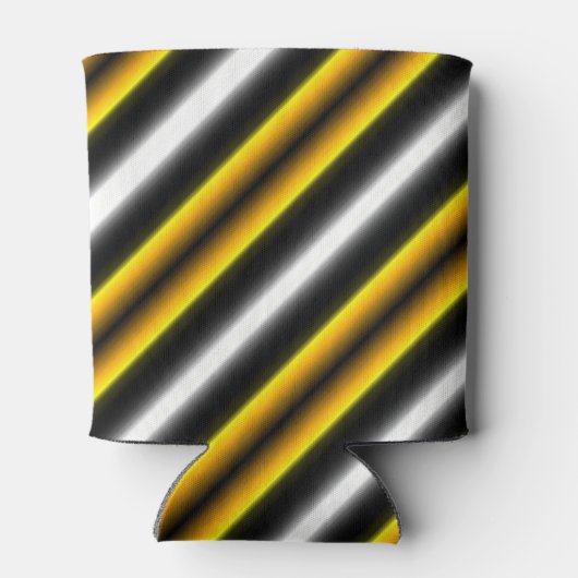 Gele zwarte witte regenboogstripes blikjeskoeler (Achterkant)