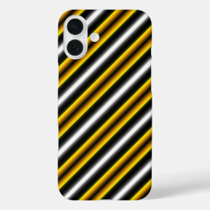 Gele zwarte witte regenboogstripes iPhone 16 plus hoesje
