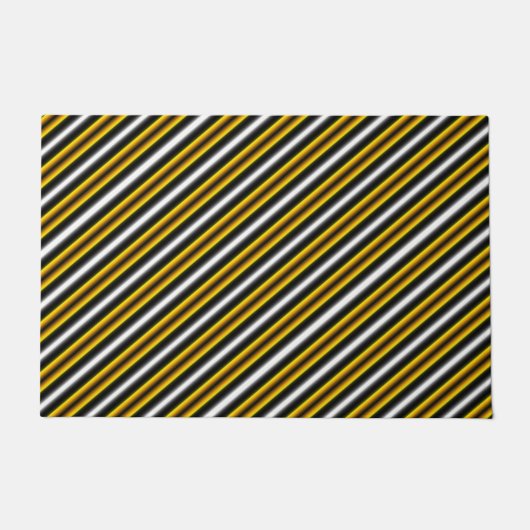 Gele zwarte witte regenboogstripes deurmat (Voorkant)