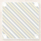 Gele zwarte witte regenboogstripes glazen onderzetter (Achterkant)