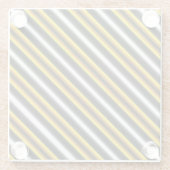 Gele zwarte witte regenboogstripes glazen onderzetter (Achterkant)