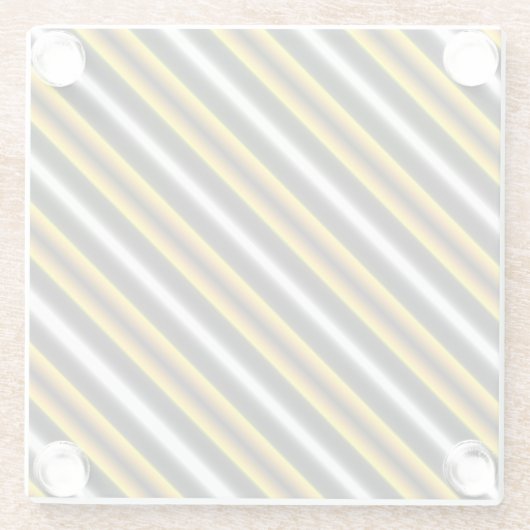 Gele zwarte witte regenboogstripes glazen onderzetter (Achterkant)