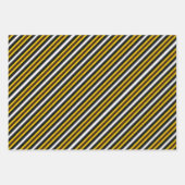 Gele zwarte witte regenboogstripes inpakpapier vel (Voorkant 3)