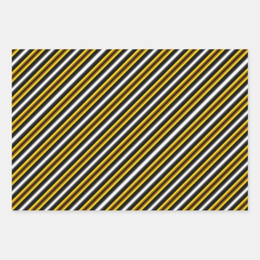 Gele zwarte witte regenboogstripes inpakpapier vel (Voorkant 2)