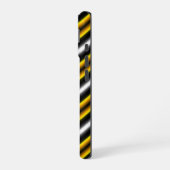 Gele zwarte witte regenboogstripes iPhone 16 hoesje (Linkerkant)