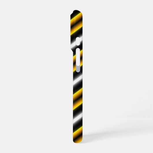 Gele zwarte witte regenboogstripes iPhone hoesje (Linkerkant)