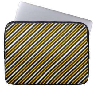 Gele zwarte witte regenboogstripes laptop sleeve