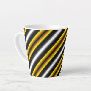 Gele zwarte witte regenboogstripes latte mok