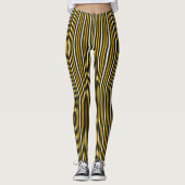 Gele zwarte witte regenboogstripes leggings (Voorkant)