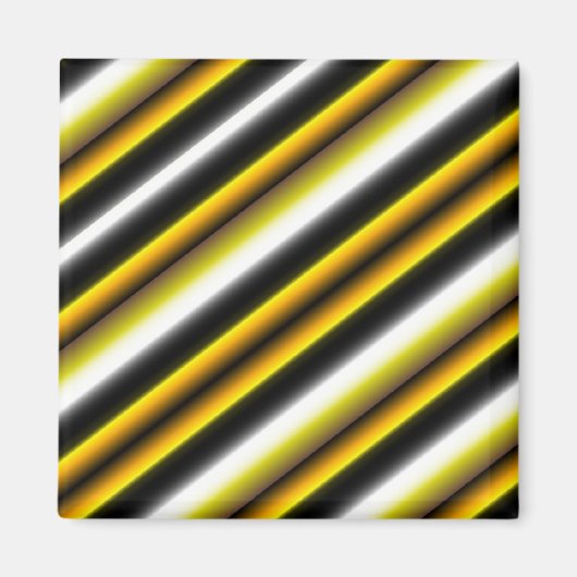 Gele zwarte witte regenboogstripes magneet (Voorkant)
