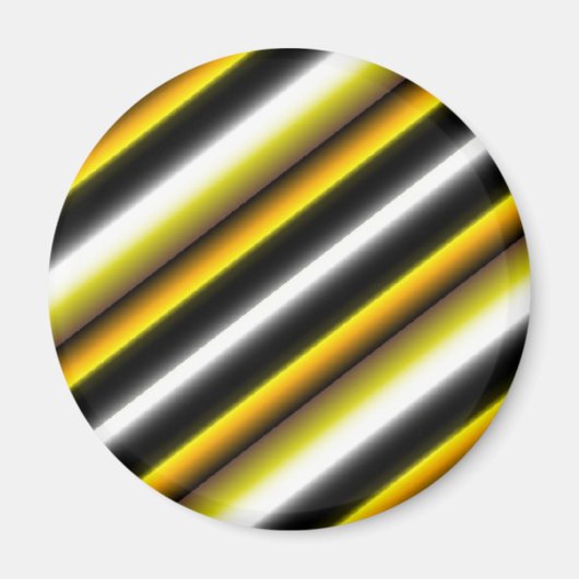 Gele zwarte witte regenboogstripes magneet (Voorkant)