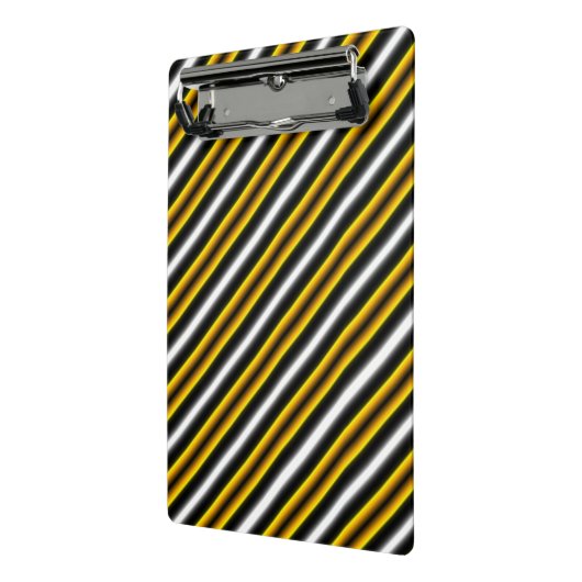 Gele zwarte witte regenboogstripes mini klembord (Angled2)