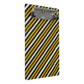 Gele zwarte witte regenboogstripes mini klembord (Schuin)