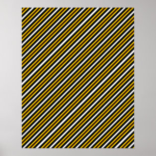 Gele zwarte witte regenboogstripes poster
