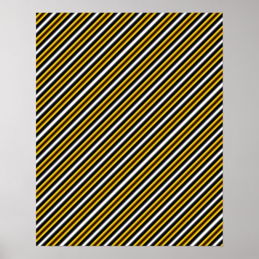 Gele zwarte witte regenboogstripes poster (Voorkant)