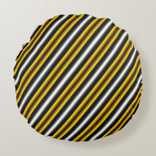 Gele zwarte witte regenboogstripes rond kussen
