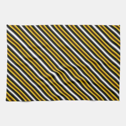 Gele zwarte witte regenboogstripes theedoek (Horizontaal)