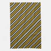 Gele zwarte witte regenboogstripes theedoek (Verticaal)