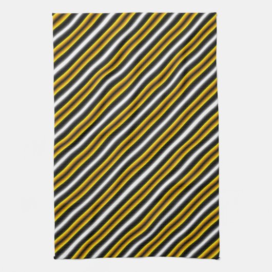 Gele zwarte witte regenboogstripes theedoek (Verticaal)