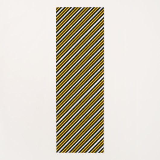 Gele zwarte witte regenboogstripes yogamat (Voorkant)