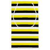 Gele zwarte witte strepen klein cadeauzakje (Achterkant)