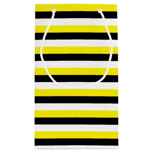 Gele zwarte witte strepen klein cadeauzakje (Achterkant)