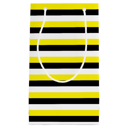 Gele zwarte witte strepen klein cadeauzakje (Voorkant)