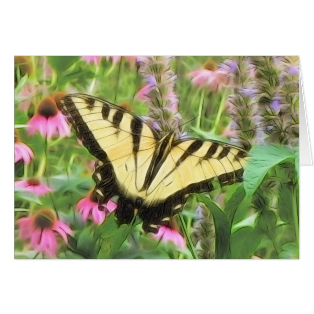 Gele Zwemstaartvlinder in zomertuin (Voorkant Horizontaal)