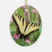 Gele Zwemstaartvlinder in zomertuin Keramisch Ornament (Rechts)