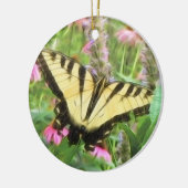 Gele Zwemstaartvlinder in zomertuin Keramisch Ornament (Links)