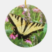 Gele Zwemstaartvlinder in zomertuin Keramisch Ornament (Achterkant)